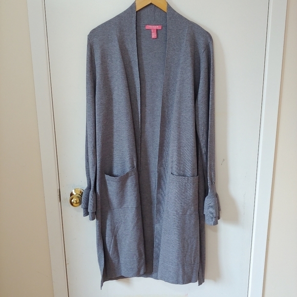 ISAAC Mizrahi Gray Duster Cardigan Size M - Picture 3 of 16
